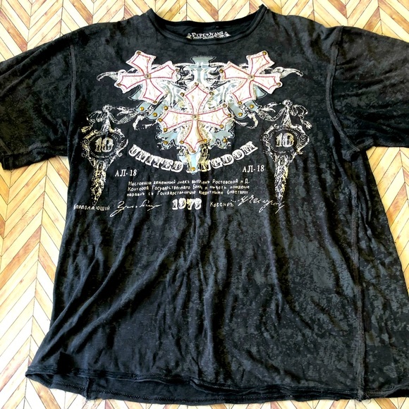 Pepe Jeans United Kingdom Gem Studded Graphic Tee Cross Black/Gray Size 3XL - Picture 1 of 8
